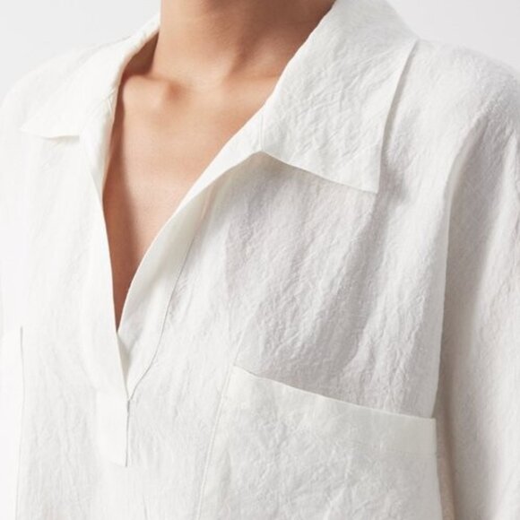 Raey | 100% Linen Patch-pocket Smock Top in White | Size S/M - Picture 2 of 10
